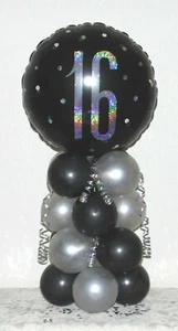 16° COMPLEANNO - ETÀ 16 - DISPLAY PALLONCINO IN LAMINA - CENTROTAVOLO - DECORAZIONE - Foto 1 di 12