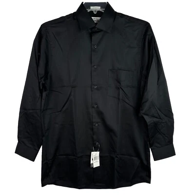 Van Heusen Men's Lux Sateen Black Dress Shirt 15.5 (32/33) Regular Fit NWT - Image 1 of 4