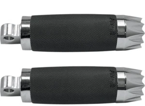 Chrome Excalibur Foot Pegs by Avon Grips Pair Harley Davidson Softail Sportster - Picture 1 of 5