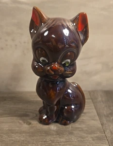 Vintage Redware Ceramic Cat Kitten Figurine Hand Painted Japan - Picture 1 of 7