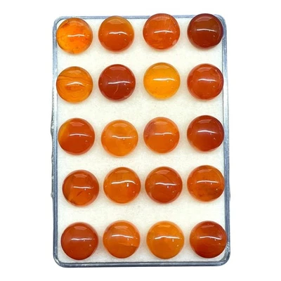 20 Pcs Natural Carnelian 12mm Round Cabochon Polished Loose Gemstones 140 Cts - Image 1 of 4