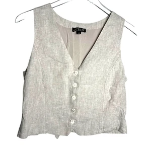 J.Crew Women's Slim Fit 100% Linen Vest Flax Beige 2024 BY698 Sleeveless size 6 - Picture 1 of 7