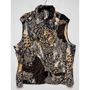 Boho Glam Maximalist Animal Print Patchwork Vest Plus Size 26W Rock Chic Edgy - Picture 1 of 4