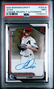 2024 BOWMAN DRAFT CHROME 1ST PROSPECT AUTO #CPAJD JD DIX PSA 9 MINT - Picture 1 of 3