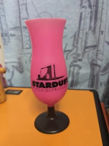 Vintage Las Vegas Hotel STARDUST CASINO 8" Plastic Hurricane Cup Pink Black - Picture 1 of 8