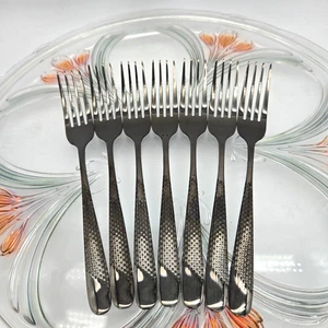 Set of 7 Comas Hidraulic Gunmetal Black 18/0 Stainless Steel Salad Forks - Picture 1 of 5