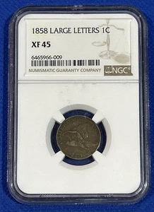 1858 FLYING EAGLE NGC XF45 Large Letter Penny 1¢ - Picture 1 of 4