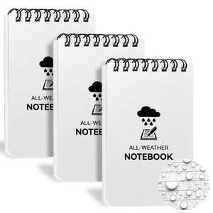3 Pack Waterproof Notebook, 3 x 5 Pocket Notepad, All Weather Small Pocket No... - Picture 1 of 7