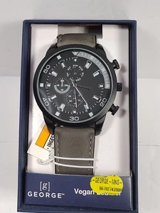 Herren George Analog Uhr Synthetik Grau Lederband 50mm Ausverkaufspreis - Bild 1 von 8