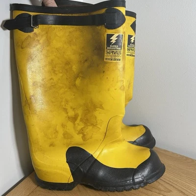 Servus Yellow Rubber Super Dielectric Boots Slip On Overshoe Size 11 USA Work - Image 1 of 4