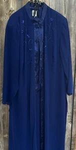 Tuta pantalone R&M Richards formale raso e chiffon blu taglia 24W - usata - Foto 1 di 4