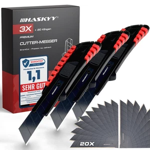 Cuttermesser Aluminium Teppichmesser 3x Paketmesser Kartonmesser 20x SK5 Klinge - Bild 1 von 9