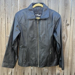 Chaqueta de cuero negra vintage Wilson’s Máxima para mujer Moto talla mediana - Imagen 1 de 8