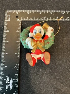 Disney Buon Natale Ornamento Paperino Babbo Natale Cappello Corona Campanella 1993 Vintage - Foto 1 di 8