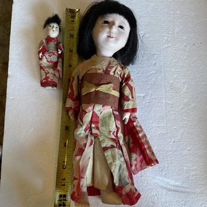 Vintage Japanese Ichimatsu Woman Girl Dolls Kimono Geisha Arms Legs Bend Sits - Picture 1 of 10