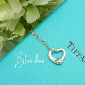Tiffany & Co. Elsa Peretti 11mm Open Heart Necklace Pendant 16" Silver 925 - Picture 1 of 11