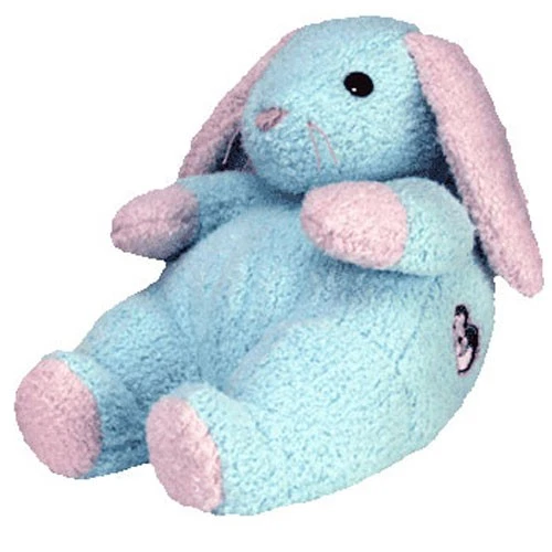 Ty Baby Plush BUNNYBABY Bunny Pink Green 1999 Pillow PAL Rattle Stuffed Toy