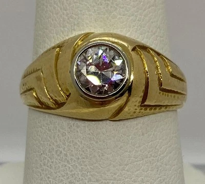 Conjunto de anillo gitano de dos tonos de 18k de diamantes de 0,76 ctw talla 8,75 R133 Foto 1 de 4
