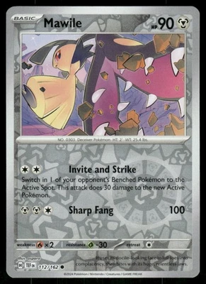 Mawile 112/162 Common Reverse Holo NM Pokemon SV05: Temporal Forces - Image 1 of 2