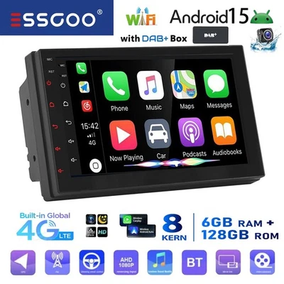 7" 2 DIN 8-Core 4G DAB+ Android 14 Carplay Autoradio GPS Navi RDS WiFi AM 6+128G - Bild 1 von 4