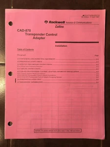Rockwell Collins CAD 870 Transponder Control Adapter Install manual - Picture 1 of 7