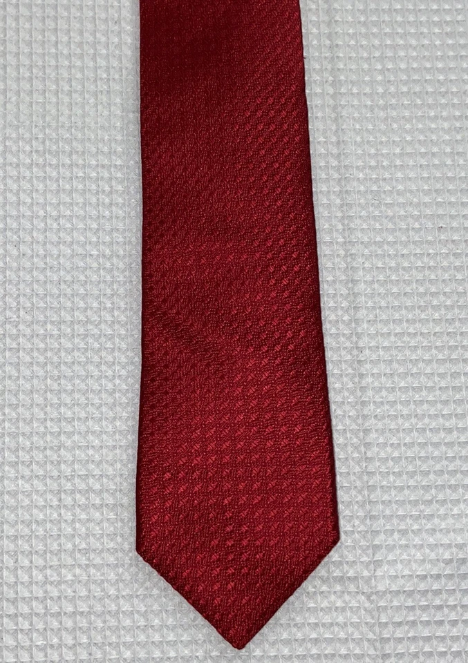John Cooper Savile Row Silk Tie Red Textured Geometric Made in Italy Election - Image 1 of 4