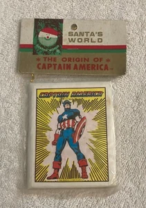 MARVEL CHRISTMAS ORNAMENT ORIGIN CAPTAIN AMERICA 1980 MIP SANTAS WORLD - Picture 1 of 2