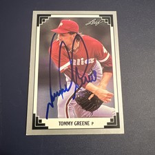 1991 Leaf Philadelphia Phillies Baseball Card #524 Tommy Greene signed auto