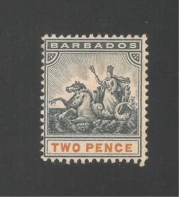 Barbados #73  (A8) FVF MINT HR - 1899 2p Badge Of Colony  - Image 1 of 2