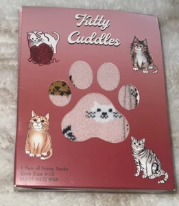 Feline Fine Cozy Socks 1 Pair Shoe Size 4-10  Rose Color - Picture 1 of 5