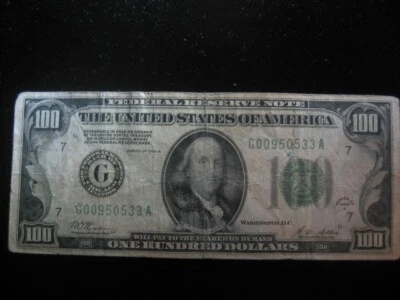 1928 One Hundred Dollar Bill $100 Federal Reserve Note “REDEEMABLE IN GOLD” - Image 1 of 2