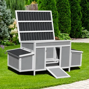 Portable Wooden Rabbit Hutch Large Chicken Duck Cage Coop With Roof In/Outdoor - Picture 1 of 15