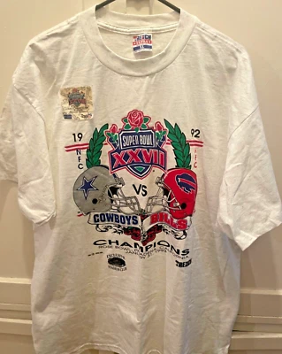 Super Bowl XXVII 1993 Dallas Buffalo T-Shirt White XL see pics - Image 1 of 4