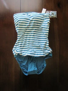 NWT Ann Taylor LOFT Blue/White striped Blouson Maternity One Piece Swimsuit sz 4 - Picture 1 of 3