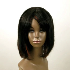perruque afro 100% cheveux naturel mi long méchée noir/rouge ISA 01/1b410 - Imagen 1 de 8