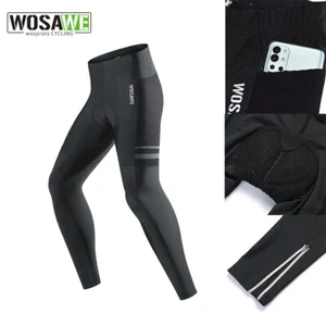 WOSAWE Men's Cycling Long Pants Gel Padded Breathable Reflective Zipper Trousers - Picture 1 of 15