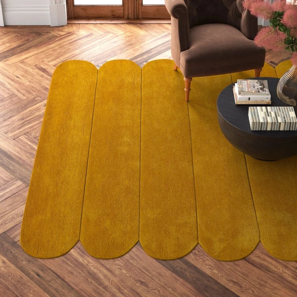 Alfombra moderna acolchada a mano color amarillo para cualquier habitación alfombra 8x10 9x12 10x14 pies Foto 1 de 4