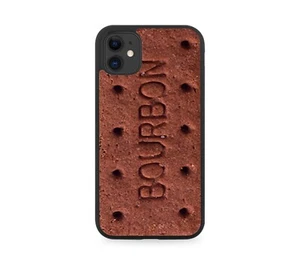 Bourbon Biscuit Rubber Phone Case Funny Cool Retro iPhone Cover Novelty Brown - Picture 1 of 2