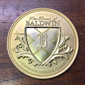 House of Baldwin Since 1862 Round Piano Metal Plate/Cabinet Medallion/Decal Gold - Picture 1 of 3