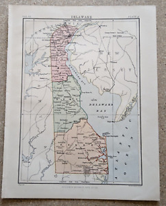 c1895 state Map of Delaware USA antique vintage Britannica 9th