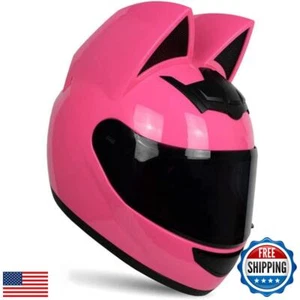 Adult Personalized Cat Ear Motorcycle Helmet,Men and Women Cool Cat Locomotiv - Picture 1 of 4