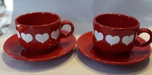 Vintage Retired HEART by Waechterbach Cup & Saucer Set West Germany Pottery❤️ - Picture 1 of 8
