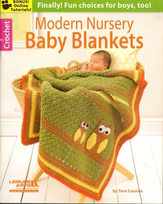 Modern Nursery Baby Blankets Crochet Pattern Book Leisure Arts Tara Cousins - Image 1 of 2