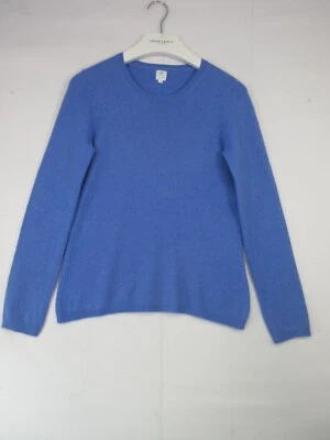 John Lewis Pure Cashmere Jumper Size 8 Blue Crew Neck Luxury Knit Classic - Image 1 of 4
