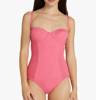 Nuevo con etiquetas Traje de baño Kate Spade para mujer sólido con aros de una pieza rosa talla S Foto 1 de 3