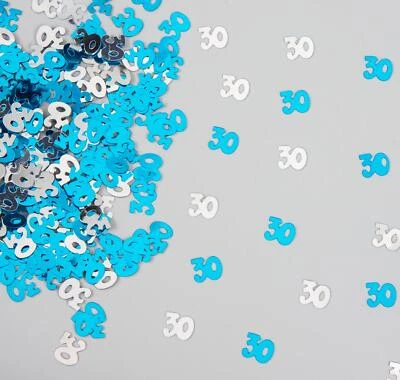 30º Confeti Azul Plata Mesa Espolvorear Aniversario Fiesta de Cumpleaños Decoración X3 Foto 1 de 4