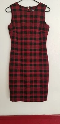 Tommy Hilfiger Womens Red Black Checkerd Sleeveless Sheath Dress Size 4 - Image 1 of 4