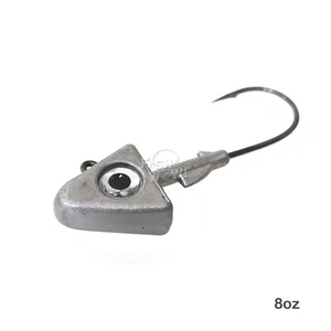 Fish WOW!® Fishing 8oz Shad JigHead 32786 MUSTAD 2x Strong Hook 10/0 Plain - Imagen 1 de 10