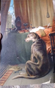 Dog Post Card Dog in Cozy Room Ephemera Dark Cottagecore - Picture 1 of 7