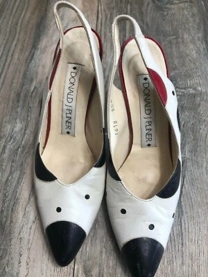 Donald J Pliner Mujer Punta Lunares Eslinga Tacones Traseros Talla 5.5M Hecho en España Foto 1 de 4